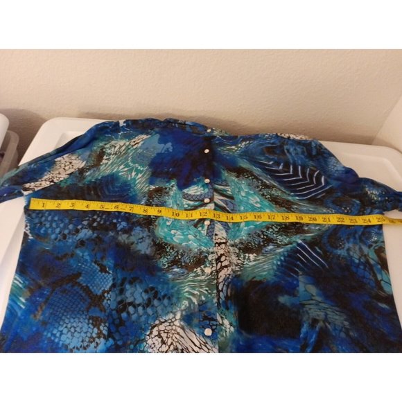 Women's Wrangler Western Multicolored Metallic Pearl Snap Stretchy Blouse XXL - Picture 6 of 7